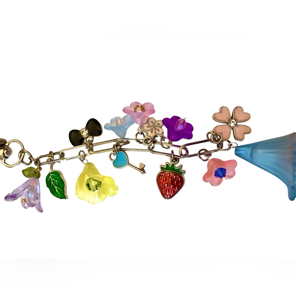 Assorted Enamel Charms, Lucite Flowers and Swarovski Crystal Bag Charm/Key Chain - Picture 4 of 5